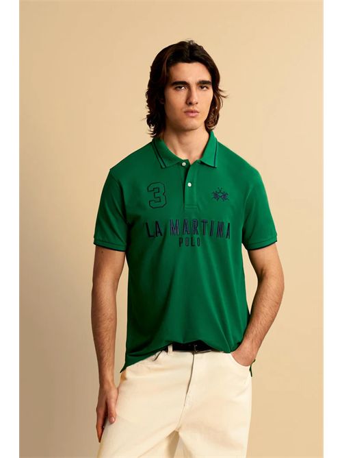 Polo uomo manica corta in piquet stretch Iconic - Yeshayahu LA MARTINA | MCP320PK001/03049